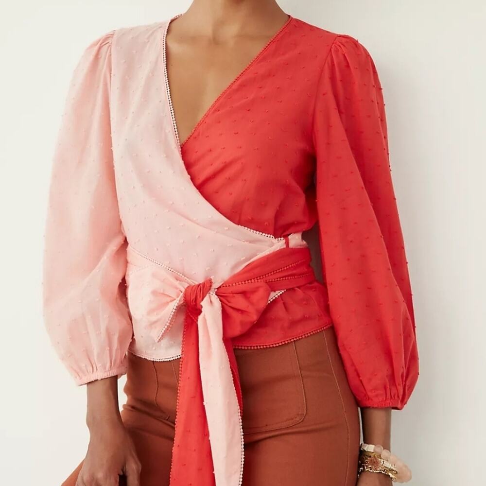 NWT Farm Rio Colorblocked Wrap Blouse (S)